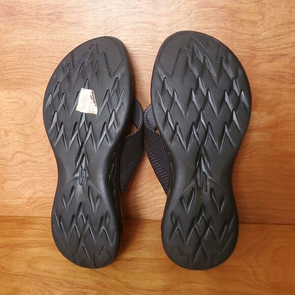 Skechers Goga Mat Flip Flops Womens 7 Thong Sandals Black Gray 179074S - Picture 3 of 8